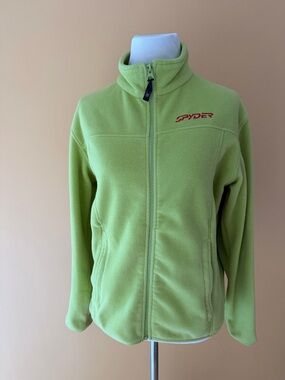 Spyder woman’s lime green  fleece zip long sleeve Logo  jacket, GUC, size M
